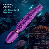 Masseur corporel pour femme Octopus avec logo personnalisé, rechargeable par USB, étanche IPX7, en silicone souple, à vibrations, avec commande par bouton électrique