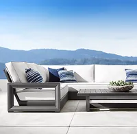 Новое поступление Роскошная ручная алюминиевая уличная мебель диван набор с глубоко бисером профиль алюминиевый l-секционный диван