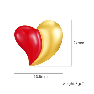 18K PVD Gold Plated Stainless Steel Heart Shape Enamel Oil Drip <b>Stud</b> <b>Earrings</b> for Women | Hypoallergenic Non Fading Jewelry - Product Image 4