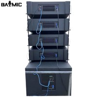 Conjunto Combinado Premium de Alta Resistencia en Madera Negra 4+2 con 4 Unidades de Rango Completo Dobles de 10 Pulgadas y 2 Subwoofers Activos Lineales Individuales de 18 Pulgadas