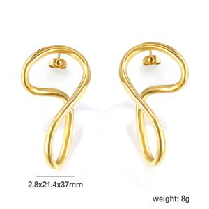 Pendientes de Acero Inoxidable con Baño de Oro de 18k, Diseño Irregular Personalizado, Forma Especial Curva - Product Image 2