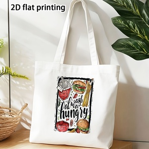  <span class=keywords><strong>Citation</strong></span> amusante « Always Hungry », police de policeurts lettres ludiques, dessins de <span class=keywords><strong>nourriture</strong></span>, grande capacité, durable, lavable, portable, facile et tendance - Product Image 1