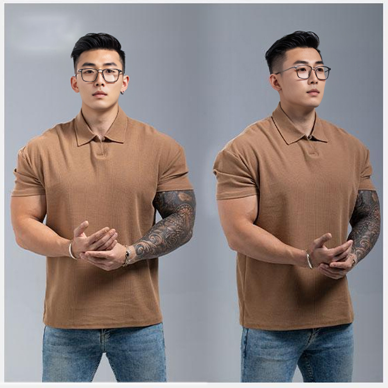 Unbuttoned polo short sleeve-brown