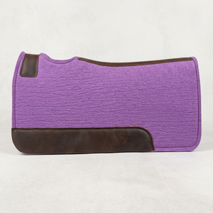 Tapis de selle western doublé en polaire violette avec garniture en cuir de vachette, rembourrage en laine et doublure en polycoton pour l'équitation - Product Image 1
