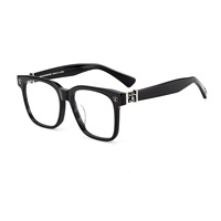 CH8055 Lunettes de Prescription pour Hommes Femmes Rétro Affaires Grande Monture en Acétate Bleu Blocage de la Lumière Diamant Classique Rectangle