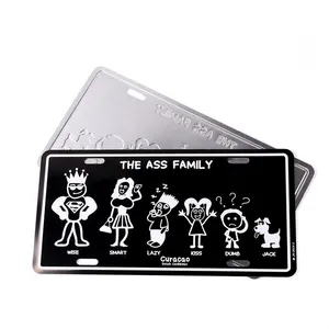 Black Cartoon Funny Souvenir Metal License Plate Aluminum Car Embossed License Plate Custom Industrial Aluminium Sign Plate