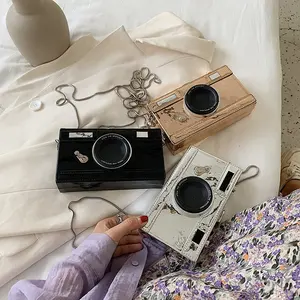 카메라 모양의 작은 메신저 가방 크로스 바디 숄더 3D PU 숙녀 핸드 가방 여성 귀여운 지갑과 핸드백