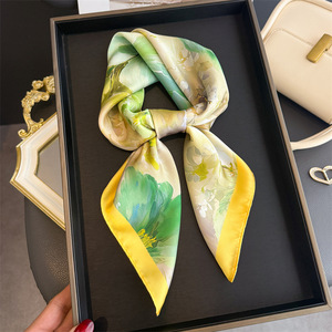 Satin Silk Feel Floral <strong>Scarf</strong> for Women Elegant <strong>Square</strong> Neck <strong>Scarf</strong> Watercolor Floral <strong>Square</strong> <strong>Scarf</strong> Hair Neck Wrap 27 Inch OEM/ODM - Product Image 5