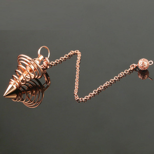 Precio al por mayor cobre oro plata Color Metal espiral péndulo curación para física espiritual lectura radiestesia Reiki péndulos - Product Image 6