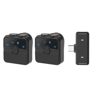 PULUZ磁気ラヴァリエ充電ケースボックス付きワイヤレスマイク、Type-C RXレシーバー、2 TXマイク (ブラック) - Product Image 2