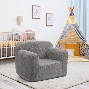 <b>Kids</b> <b>Sofa</b> Chair Plush Grey Soft Single Seat For Girl 2 Years And Above Contemporary Design - Product Image 2