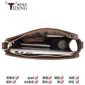 Sac messager pour homme en cuir véritable Tiding, grande capacité, durable, pour une utilisation en extérieur - Product Image 4