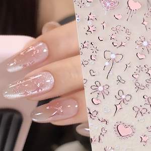 Pegatinas para decoración <span class=keywords><strong>de</strong></span> <span class=keywords><strong>uñas</strong></span> en relieve 5D <span class=keywords><strong>de</strong></span> <span class=keywords><strong>San</strong></span> <span class=keywords><strong>Valentín</strong></span>, calcomanías románticas <span class=keywords><strong>de</strong></span> oro rosa para <span class=keywords><strong>uñas</strong></span>, pegatinas autoadhesivas para <span class=keywords><strong>uñas</strong></span> con lazo bronceador y corazón - Product Image 2