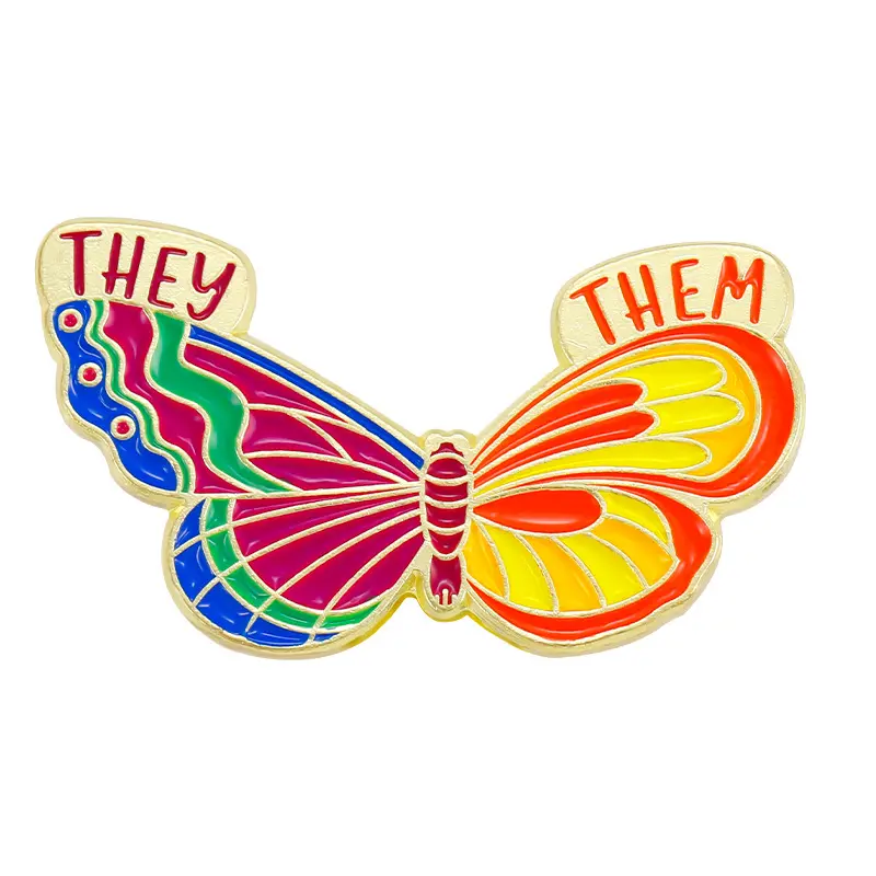 Colourful DIY cute brooch custom lapel badge manufacturer women hard enamel wholesale butterfly pin