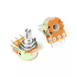 Potentiomètre Double Linéaire B10K 6 Broches 15mm + Bouton Blanc - Neuf