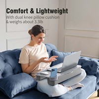 Bureau pour ordinateur portable Bureau pour ordinateur portable en cuir Bureau pliable ergonomique lavable avec coussin doux et support pour tablette