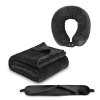 FF4785 couverture de jet de vol d'avion portable avec logo de couleur personnalisé avec taie d'oreiller cadeau doux 2 en 1 couverture de voyage oreiller de cou