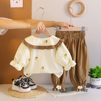 Ensemble printemps/été/automne, nouveau bébé, coton doux, tenue à manches longues, style coréen, ensemble tendance à deux pièces, imprimé animal, ensemble sucré pour