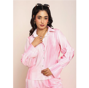 เสื้อเชิ้ตพิมพ์ลายสีชมพู เสื้อลำลองผู้หญิง เสื้อแฟชั่นฤดูร้อน เสื้อเบลาส์อินเทรนด์ สไตล์เก๋ไก๋ เสื้อเชิ้ตใส่สบายสำหรับออฟฟิศ เสื้อเชิ้ตสวยหรู - Product Image 1