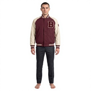 Chaqueta universitaria de béisbol para hombre con mangas de cuero, 440 gramos, bordado de chenilla, parches de lana y triple patchwork frontal - Product Image 1