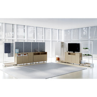 Meuble de rangement de bureau avec tableau blanc intégré sur roulettes, credenza modulaire pour l'aménagement de l'espace de travail