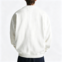 Sweat-shirt col rond uni blanc style américain décontracté coupe ample épaules tombantes essentiel streetwear