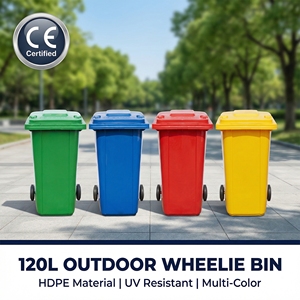 Contenedor de <span class=keywords><strong>Basura</strong></span> <span class=keywords><strong>con</strong></span> <span class=keywords><strong>Ruedas</strong></span> de Plástico Ecológico de 120 <span class=keywords><strong>Litros</strong></span> <span class=keywords><strong>con</strong></span> Tapas, <span class=keywords><strong>Ruedas</strong></span> <span class=keywords><strong>con</strong></span> Freno, Tapón de Drenaje, Gran Capacidad, para Uso en Interiores/Exteriores - Product Image 2