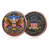 Pièce de monnaie patriotique de 1 once en cuivre pur, personnalisée en usine, pour le 250e anniversaire des États-Unis, modèle Challenge, 1 Troy Ounce