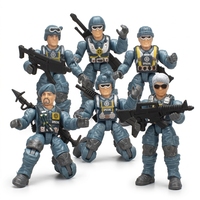 Pack de 6 figurines militaires en blister, jouets de soldats à assembler avec armes pour jeu militaire, cadeau jouet pour enfants de 3 ans et plus