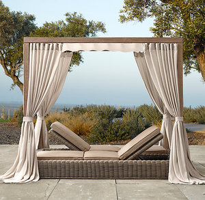 Green All Weather <strong>Outdoor</strong> Wicker Rattan <strong>Daybed</strong> <strong>with</strong> <strong>Canopy</strong> - Product Image 2