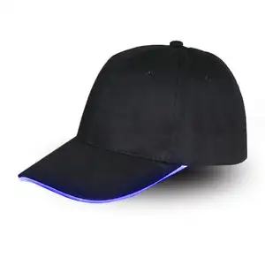 Topi LED Lampu Led Cahaya Pesta Klub Olahraga Atletik Hitam Kain Senter Perjalanan Topi Menyala Bisbol Golf Hip