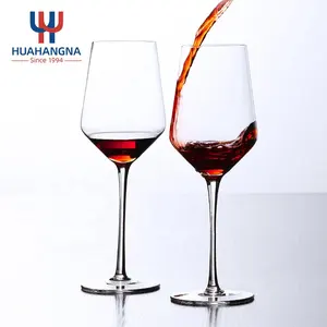 Wholesale Customized 500ml Luxury Crystal Wine Glass 17oz Lead Free Long Stem Goblet Wine Glasses for Party Wedding