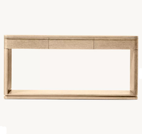 Table de hall contemporaine de luxe avec tiroirs, table de couloir moderne minimaliste en bois massif, table de hall en chêne, mobilier d'hôtel