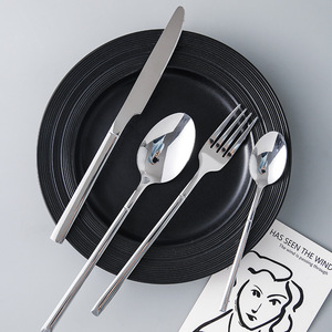 Chất lượng cao 410 thép không gỉ dao kéo gương Flatware dài xử lý dao muỗng nĩa bạc cho nhà hàng - Product Image 2