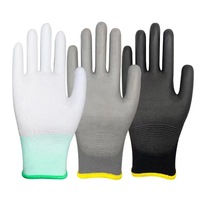 Shuoya moins cher ansell antistatique ordinateur gant en polyuréthane gants enduits de doigts gant enduit de polyuréthane