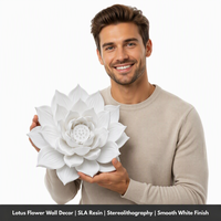 Décoration murale en résine imprimée en 3D SLA, fleur de lotus, stéréolithographie, pétales délicats, art organique pour la maison, OEM personnalisé