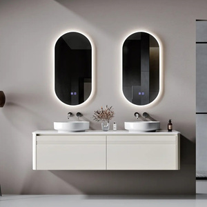 Meuble-lavabo de salle de bain moderne en bois avec vasque en céramique Armoire à miroir étanche à LED et <span class=keywords><strong>placard</strong></span> pour appartement et hôtel - Product Image 3