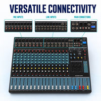 Mezclador de Audio de 16 Canales EMX16-USB, Consola de Sonido Profesional con 99 Efectos DSP, Ecualizador de 7 Bandas, USB, Bluetooth, Alimentación Phantom de 48V para Estudio