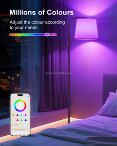 Lampe sur pied en tissu minimaliste noire <span class=keywords><strong>avec</strong></span> lumière ambiante RGB à luminosité réglable en continu, 1200lm, changement de couleur RGB - Product Image 5