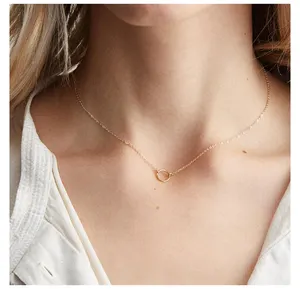 EManco — collier délicat cercle creux pour femmes, en acier inoxydable, avec pendentif, bijoux ras du cou en or, collection 2021