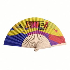 Éventail pliant en bois personnalisé de 23 cm avec surface en tissu, nouveauté publicitaire, cadeau rafraîchissant, promotion - Product Image 1