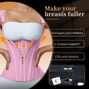 <span class=keywords><strong>Fajas</strong></span> <span class=keywords><strong>Colombianas</strong></span> de Alta Calidad con Varillas de Acero Chaleco Entrenador de Cintura con Cierre y Ganchos Tiras Ajustables para Mujer - Product Image 2