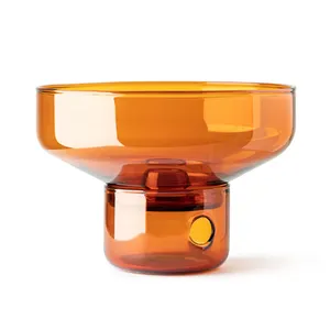 Custom Blown Personalized Table Decorative Colored Borosilicate Glass Oil Burner for Tealight Candles