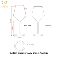 Verres à vin modernes personnalisés de 16 oz, gobelets en cristal soufflé à la main, pied coloré, pour Cabernet, Merlot et vins rouges