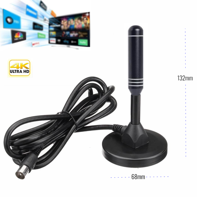4K 1080P Support Indoor Magnetic HDTV Antenna Long Reception Rod Digital TV Antenna for Local Free Channels Smart TV