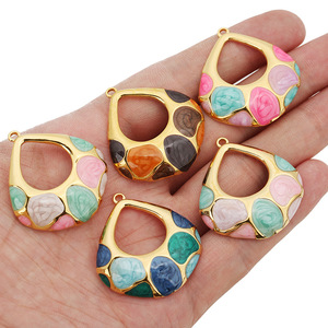 Colgante chapado en acero inoxidable con forma de gota para hacer collares, accesorios de joyería DIY, patrón de concha de Color dorado WLL32 - Product Image 4