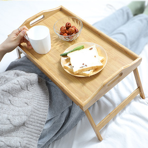 Bamboo <b>Bed</b> <b>Table</b> Foldable Wooden Serving <b>Tray</b> For Breakfast In <b>Bed</b> Study Use - Product Image 3