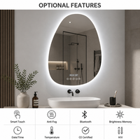 Miroir de salle de bain LED Joystar 50*70CM 12W avec rétroéclairage dimmable, sans cadre, forme irrégulière, prix usine