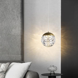 Luminaire suspendu moderne en verre sphérique LED, lampe de plafond pour escalier, boules de verre dorées, lustre pour salon, hôtel, restaurant - Product Image 6