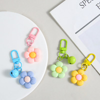 Porte-clés en résine mignon en forme de fleur, coloré, avec mousqueton, breloque de sac, pendentif clochette, accessoire cadeau, vente en gros